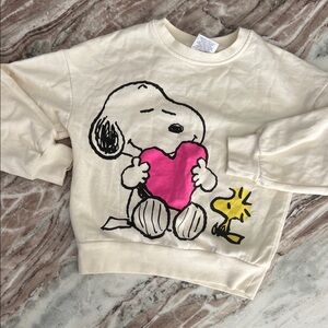 Peanuts Cream Sweatshirt with Snoopy and Woodstock